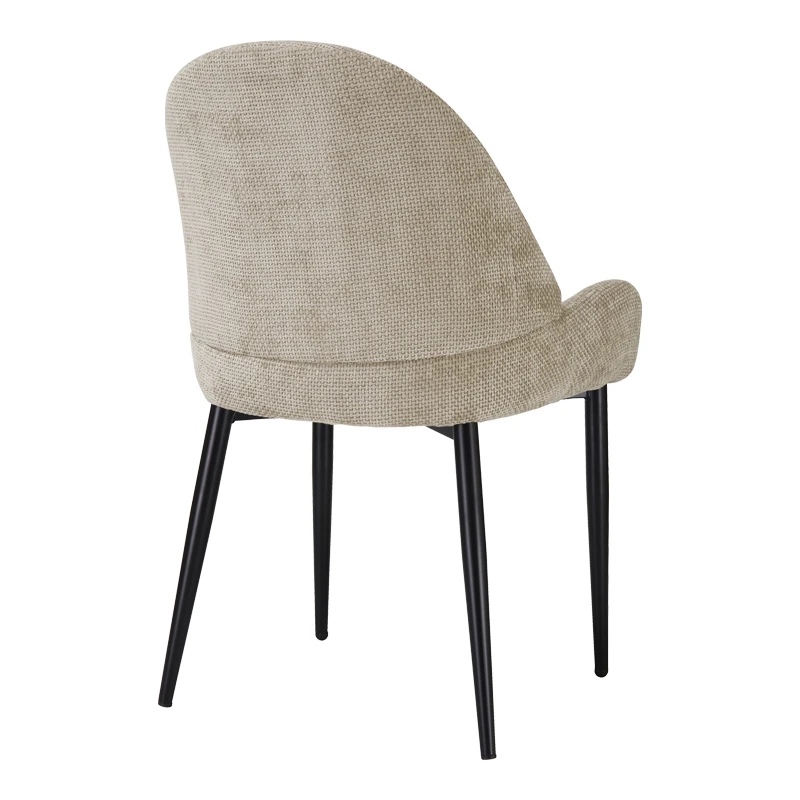 Chair Finda pakoworld beige fabric with black metal leg 59x54x86.5cm