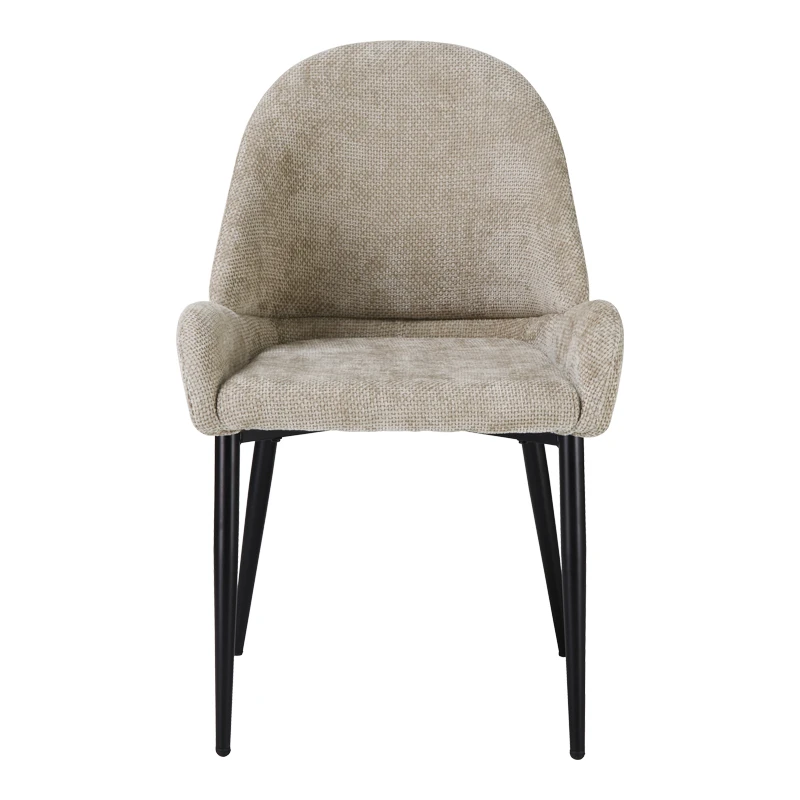 Chair Finda pakoworld beige fabric with black metal leg 59x54x86.5cm