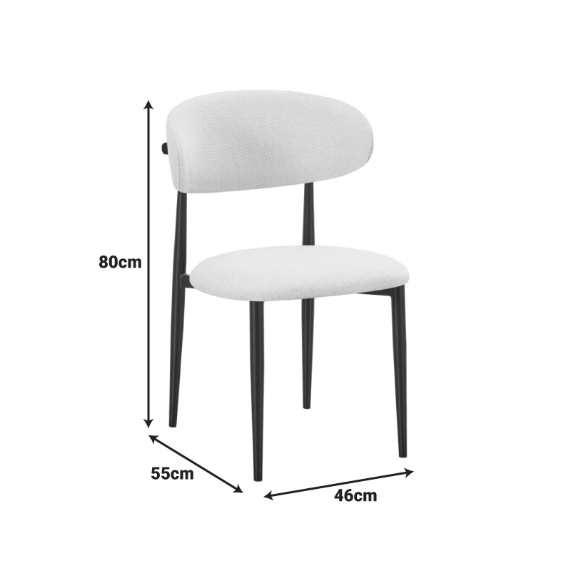Chair Folegio pakoworld anthracite fabric with black metal leg 49x55x80cm