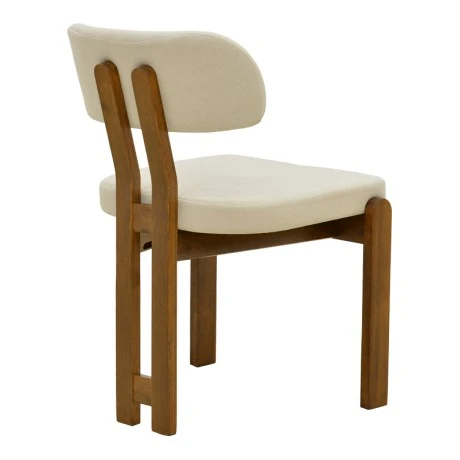 Chair Genoa pakoworld walnut rubberwood and ecru fabric 50x43x82cm