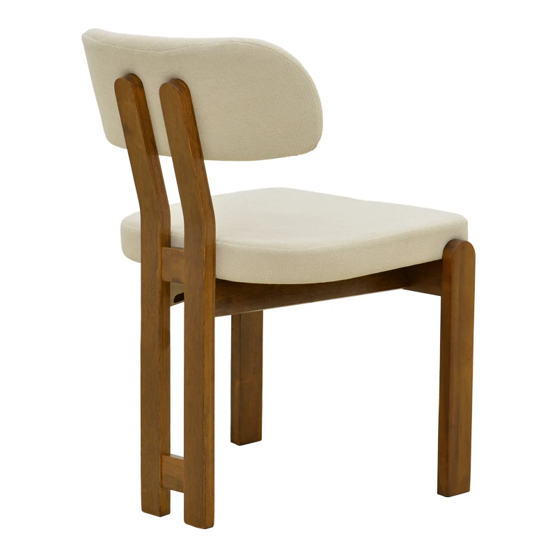 Chair Genoa pakoworld walnut rubberwood and ecru fabric 50x43x82cm
