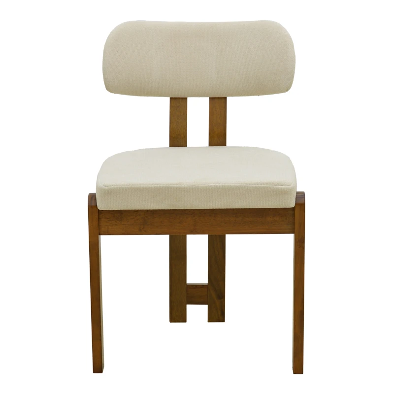 Chair Genoa pakoworld walnut rubberwood and ecru fabric 50x43x82cm