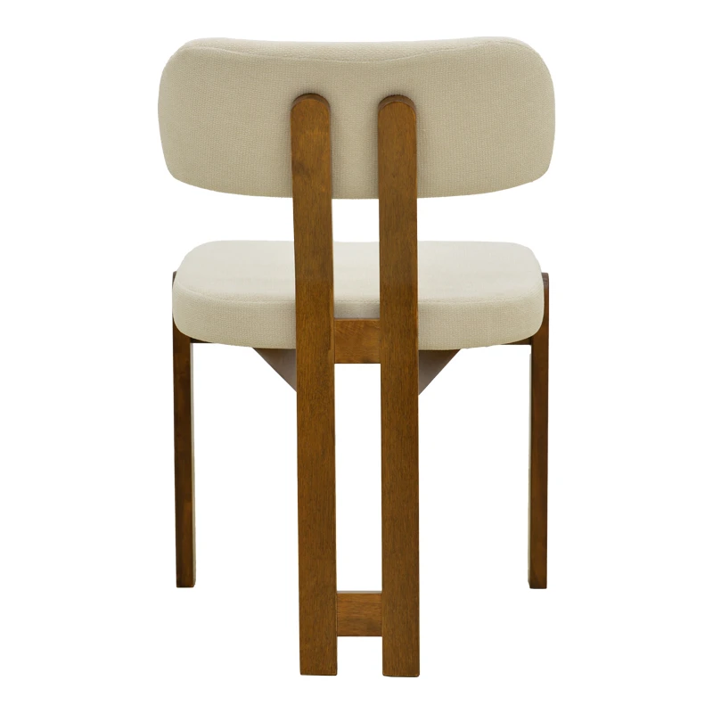 Chair Genoa pakoworld walnut rubberwood and ecru fabric 50x43x82cm