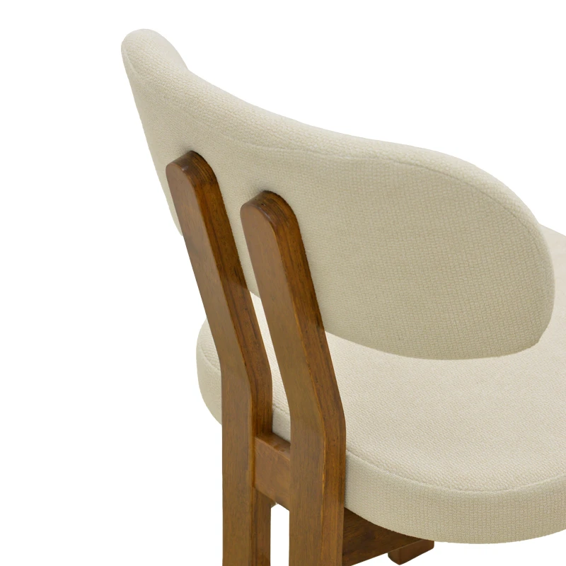 Chair Genoa pakoworld walnut rubberwood and ecru fabric 50x43x82cm