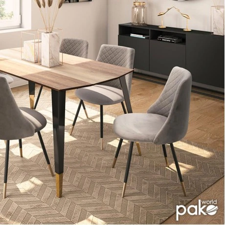 Chair Giselle pakoworld velvet grey leg black-golden