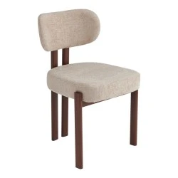 Glamor chair pakoworld beige-walnut fabric metal legs 53x51x81cm Glamor chair pakoworld beige-walnut fabric metal legs 53x51x81cm