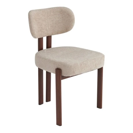 Glamor chair pakoworld beige-walnut fabric metal legs 53x51x81cm