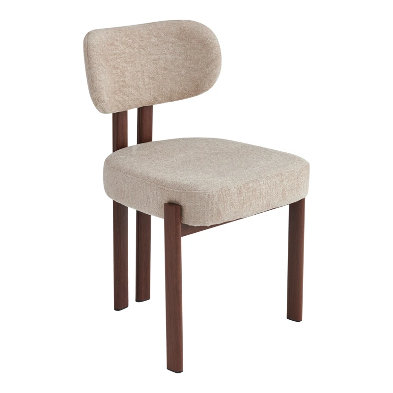 Glamor chair pakoworld beige-walnut fabric metal legs 53x51x81cm