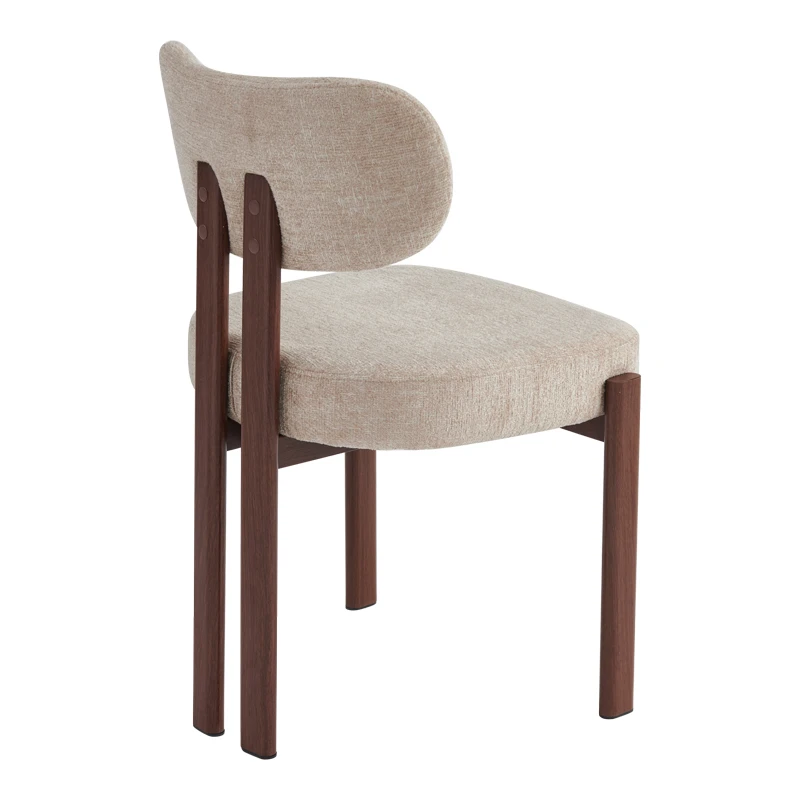 Glamor chair pakoworld beige-walnut fabric metal legs 53x51x81cm