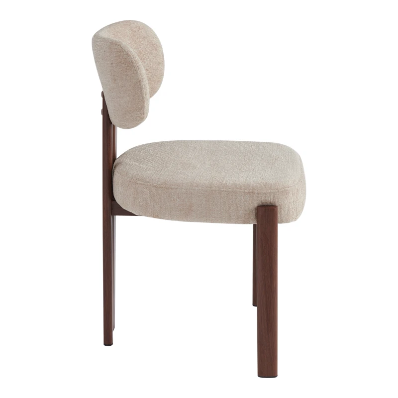 Glamor chair pakoworld beige-walnut fabric metal legs 53x51x81cm