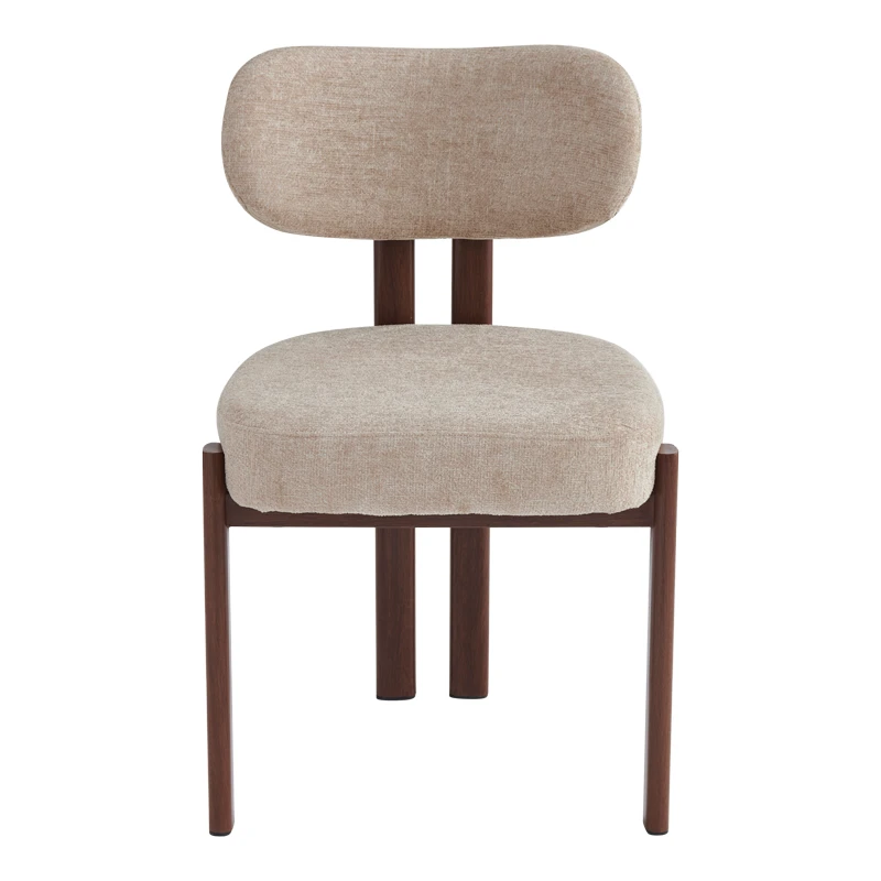 Glamor chair pakoworld beige-walnut fabric metal legs 53x51x81cm