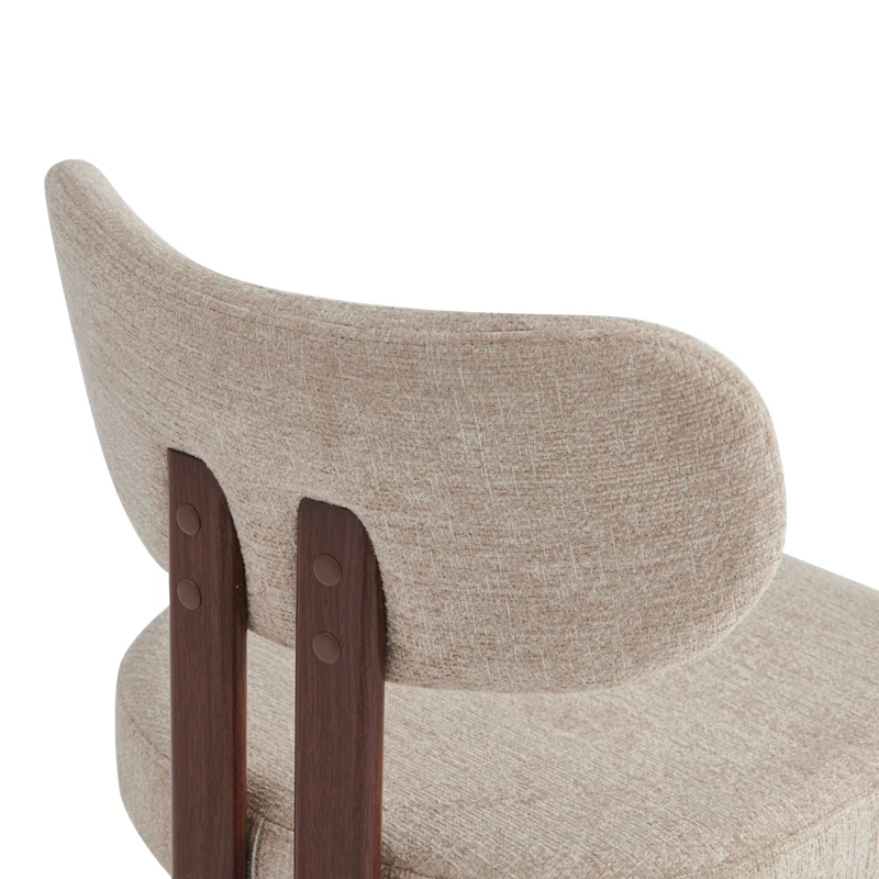 Glamor chair pakoworld beige-walnut fabric metal legs 53x51x81cm