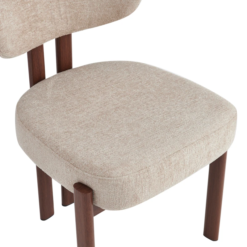 Glamor chair pakoworld beige-walnut fabric metal legs 53x51x81cm