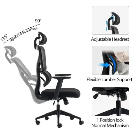 Cadrey pakoworld mesh black manager's office chair 67x64x120-128cm