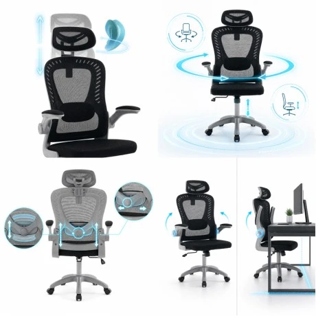 Office chair manager Delilah pakoworld black mesh grey PP 61x62x120cm