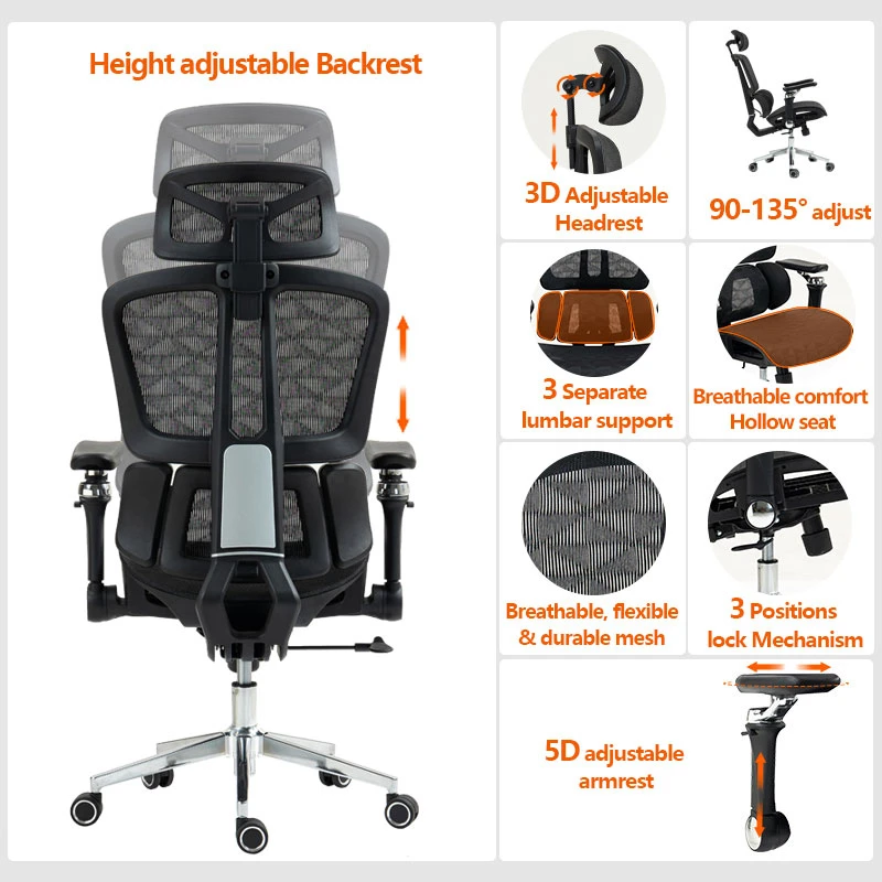 Work chair manager Jeffer pakoworld mesh in black color 67x62x115-125cm