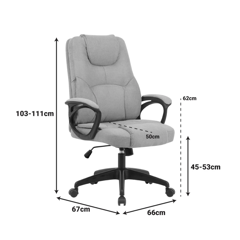 Kamora pakoworld director's office chair, grey fabric, 66x67x103-111cm