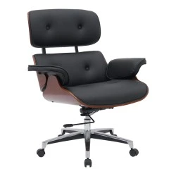Καρέκλα γραφείου διευθυντή Kobane pakoworld μαύρο pu-βάση χρωμίου 85x90x100-110εκ