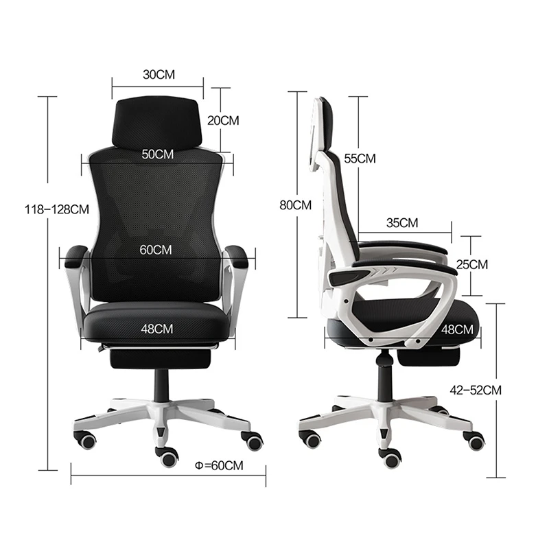 Manager's office chair with footrest Meton pakoworld white - mesh grey 48x60x118-128cm