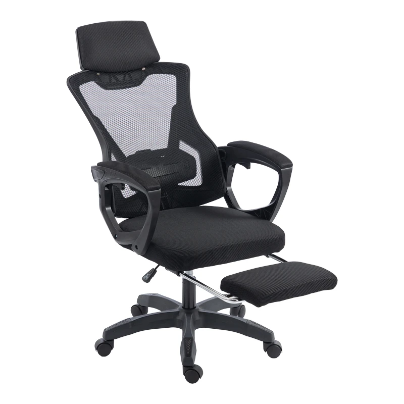 Manager's office chair with footrest Meton pakoworld mesh black color 48x60x118-128cm