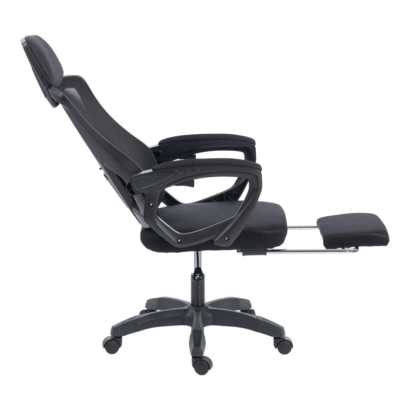 Manager's office chair with footrest Meton pakoworld mesh black color 48x60x118-128cm