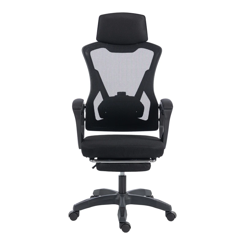 Manager's office chair with footrest Meton pakoworld mesh black color 48x60x118-128cm