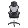 Manager's office chair with footrest Meton pakoworld mesh black color 48x60x118-128cm