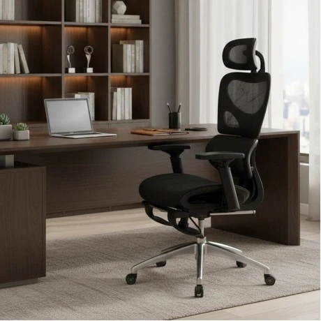 Office chair manager with footrest Thelonius pakoworld mesh black