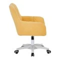 Καρέκλα γραφείου εργασίας Givole pakoworld σε κίτρινο μπουκλέ ύφασμα 55x55x75-84εκ