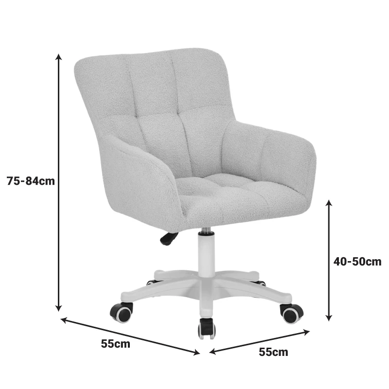 Givole pakoworld office chair in olive green boucle fabric 55x55x75-84cm