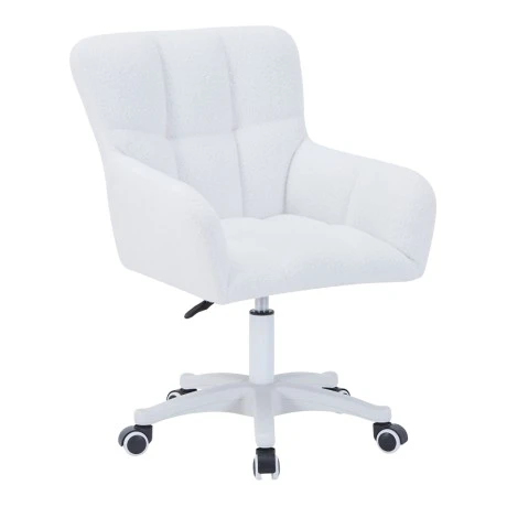 Givole pakoworld office chair in white teddy fabric 55x50x76-86cm