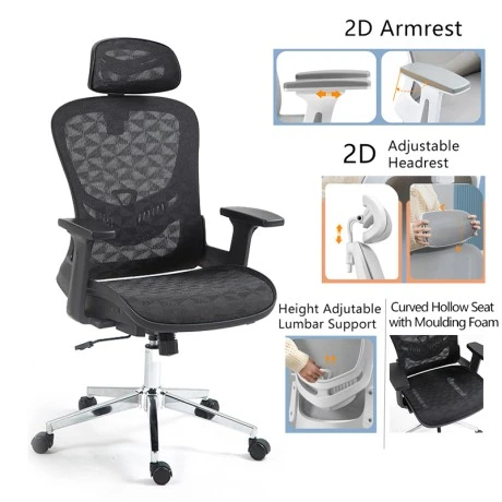 Work chair manager Mergi pakoworld black mesh 62x63x120cm