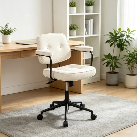 Office chair Leberta pakoworld beige fabric 64x63.5x86-96cm