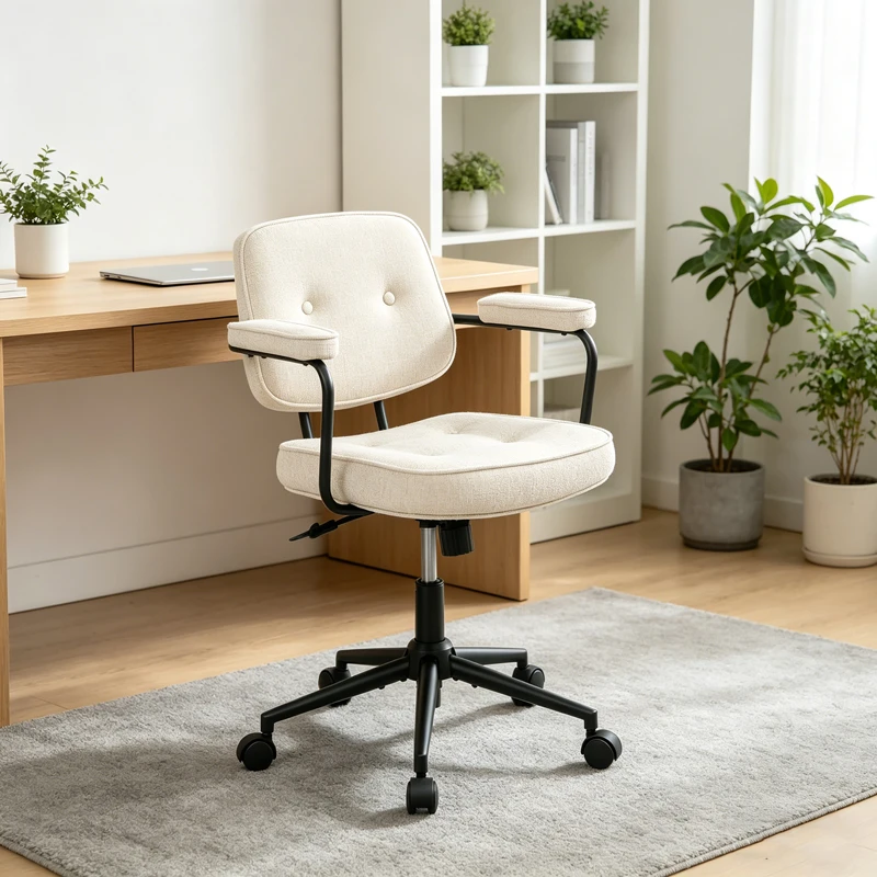 Office chair Leberta pakoworld beige fabric 64x63.5x86-96cm