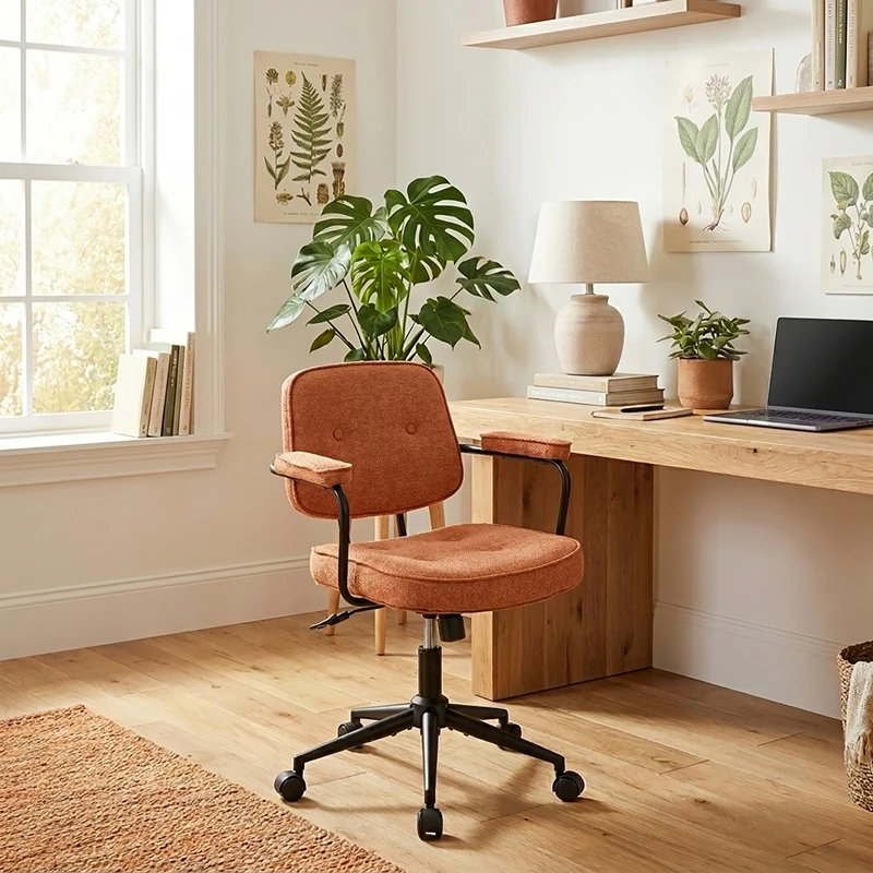 Office chair Leberta pakoworld terracotta fabric 64x63.5x86-96cm