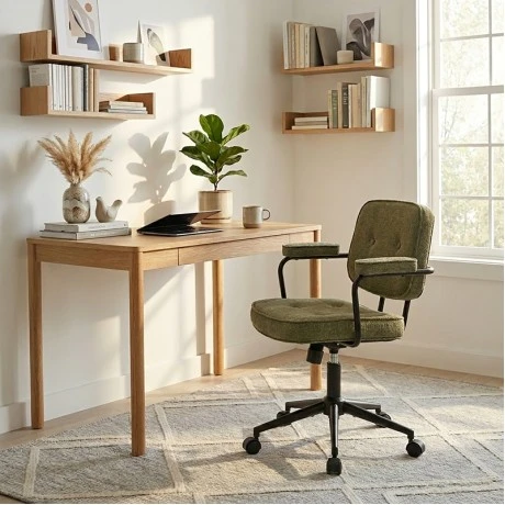 Office chair Leberta pakoworld khaki fabric 64x63.5x86-96cm