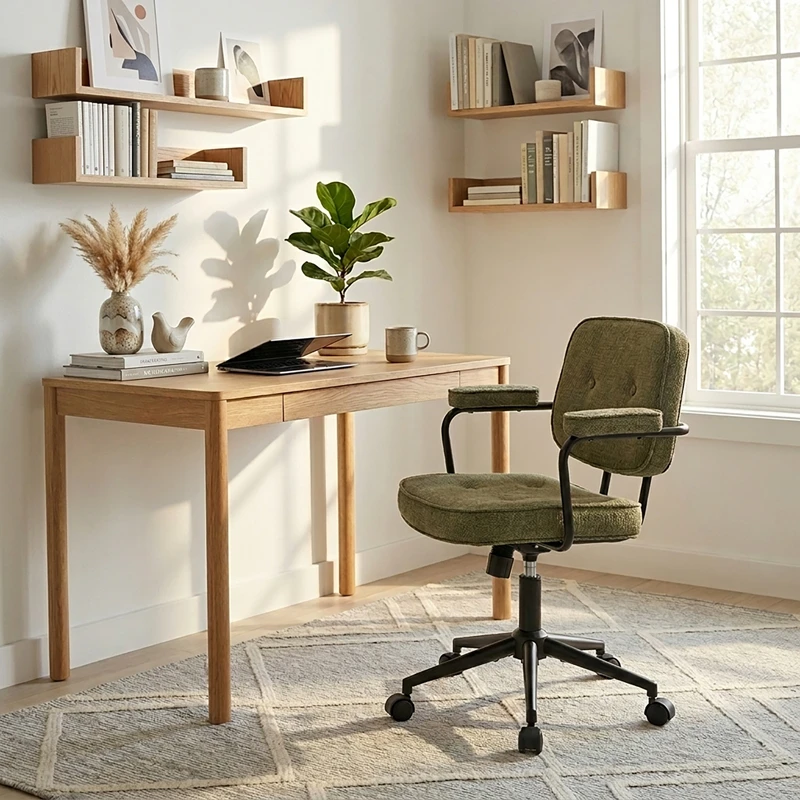 Office chair Leberta pakoworld khaki fabric 64x63.5x86-96cm