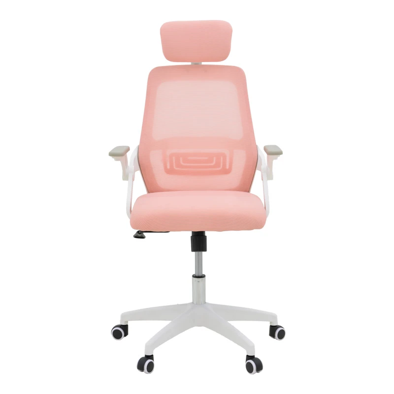 Office chair Peja pakoworld fabric mesh pink-frame white 58x60x107-117cm