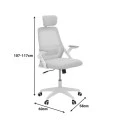 Office chair Peja pakoworld fabric mesh pink-frame white 58x60x107-117cm