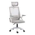 Καρέκλα γραφείου Plymot pakoworld λευκή - mesh γκρι 48x58x112-122εκ