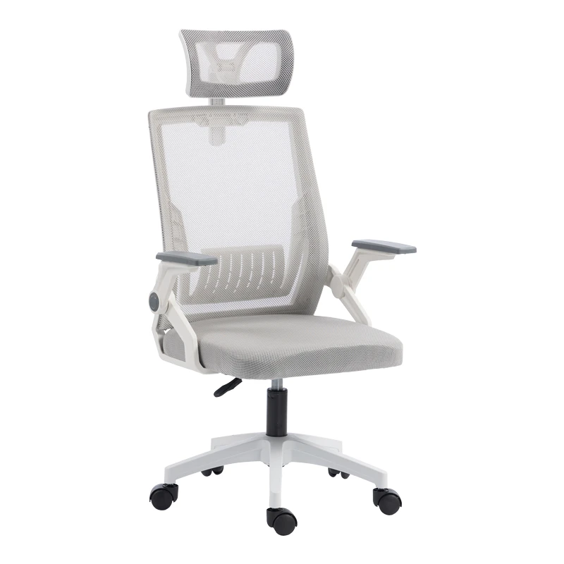 Καρέκλα γραφείου Plymot pakoworld λευκή - mesh γκρι 48x58x112-122εκ