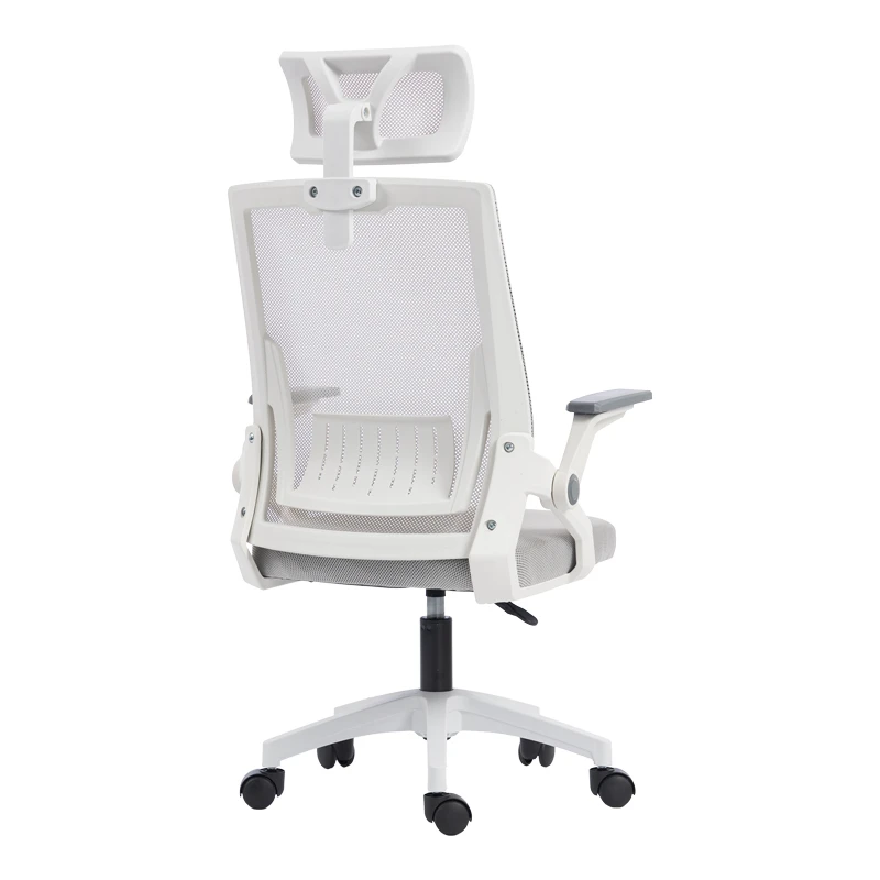 Καρέκλα γραφείου Plymot pakoworld λευκή - mesh γκρι 48x58x112-122εκ