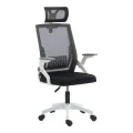 Καρέκλα γραφείου Plymot pakoworld λευκή - mesh μαύρο 48x58x112-122εκ