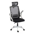 Καρέκλα γραφείου Plymot pakoworld λευκή - mesh μαύρο 48x58x112-122εκ
