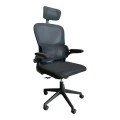 Recko office chair pakoworld mesh fabric in black shade 64x58x123-133cm