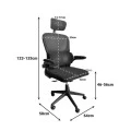 Recko office chair pakoworld mesh fabric in black shade 64x58x123-133cm