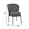 Chair Houlian pakoworld athracite fabric-black metal leg 46x66x89cm