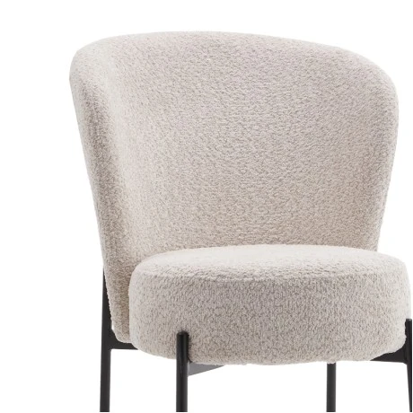 Chair Houlian pakoworld ecru fabric-black metal leg 46x66x89cm