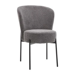 Chair Houlian pakoworld grey fabric-black metal leg 46x66x89cm