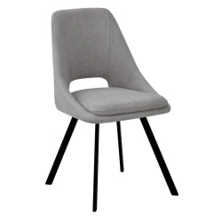 Chair Initiate pakoworld fabric grey-black metal leg 48x57x85cm